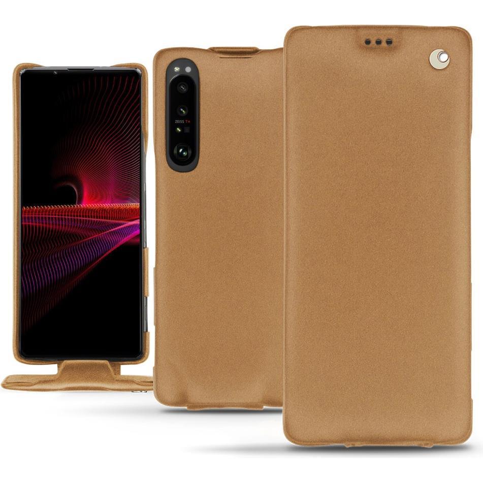 Noreve Lederschutzhülle vertikal (Sony Xperia 1 III), Smartphone Hülle, Beige