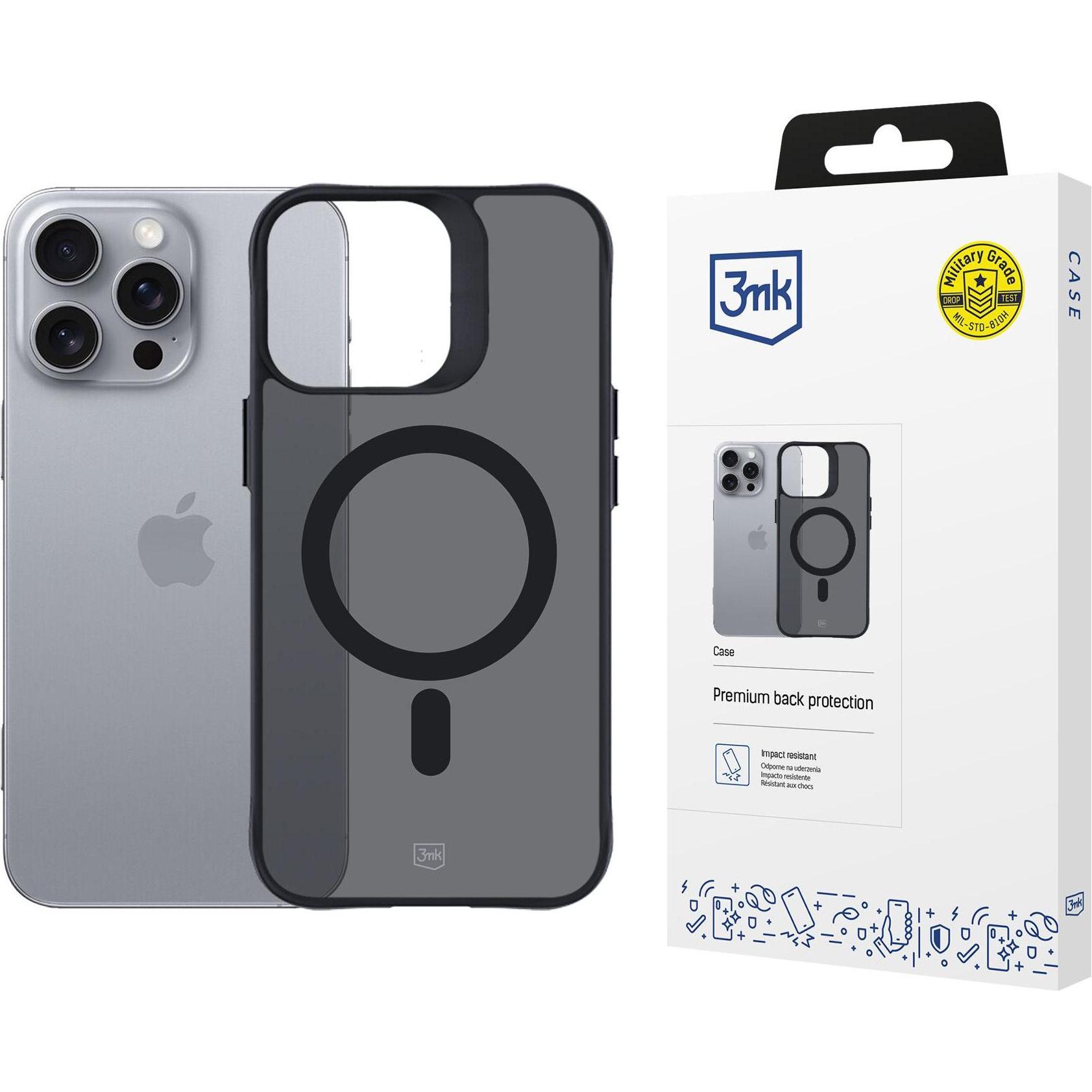 3MK Smoke MagCase iPhone 16 Pro Max (Apple iPhone 16 Pro Max), Smartphone Hülle, Schwarz
