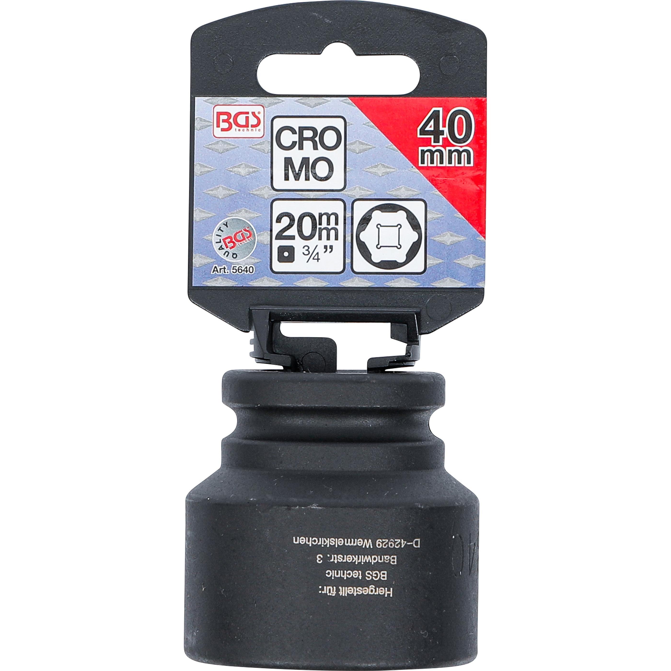 Thumbnail - BGS, Steckschlüssel + Stecknuss, Kraft-Steckschlüssel-Einsatz Sechskant Antrieb Innenvierkant 20 mm (3/4") SW 40 mm (40 ...