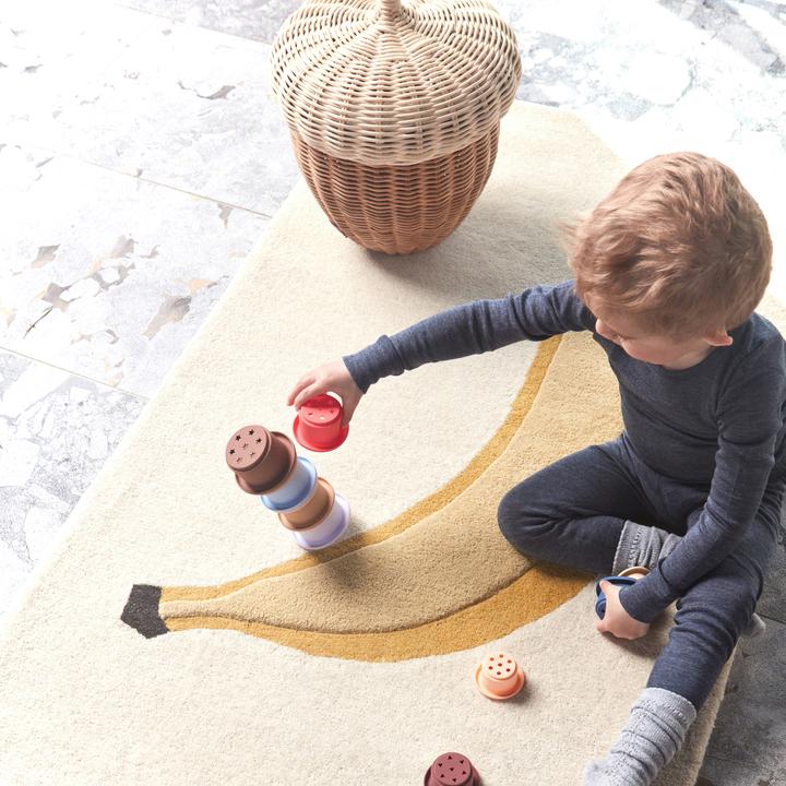 Actual product image OYOY Mini Tawa 7-piece stacking toy, caramel/blue