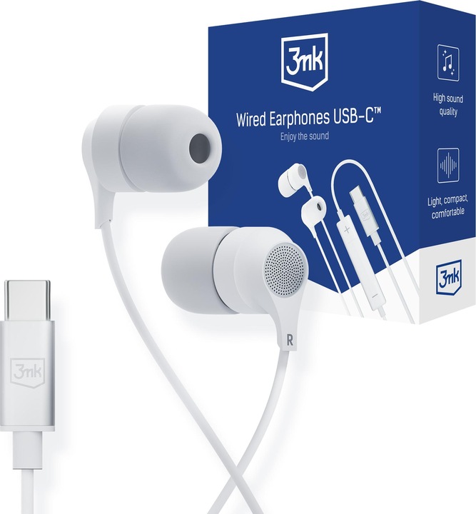 Produktbild 3MK Wired Earphones USB-C (keine Geräuschunterdrückung, Kabelgebunden)