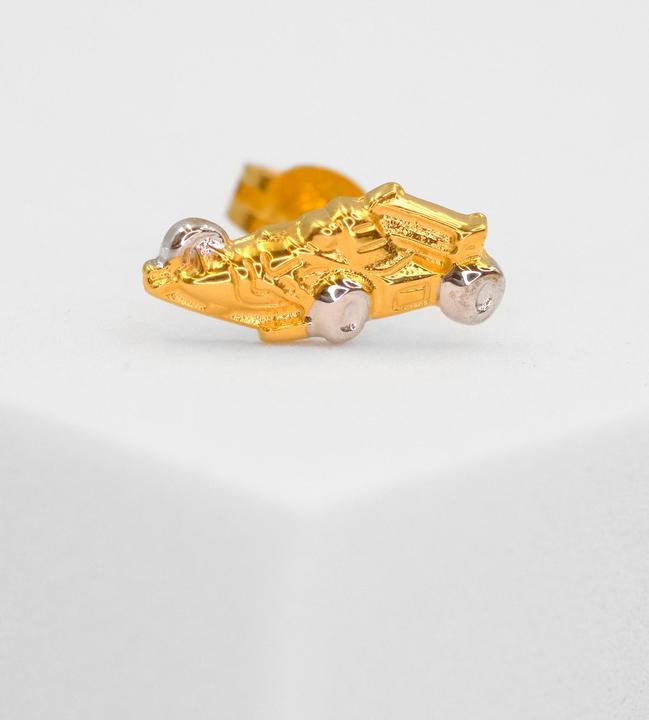 Actual product image Muau Single ear studs formula 1 bicolor yellow/white gold 750, 6x11mm (750, White gold, 18K yellow gold)
