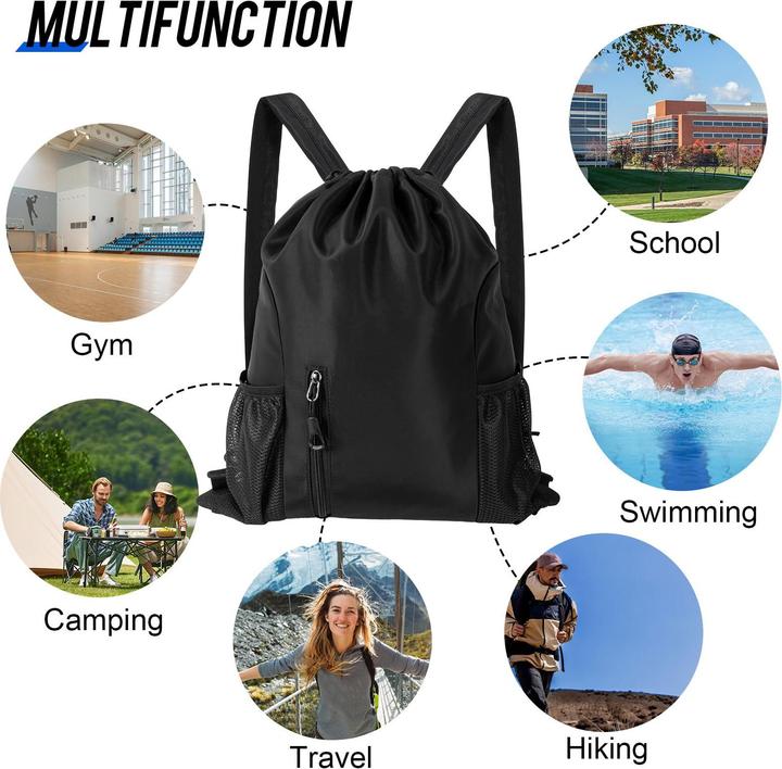 Produktbild Only-Bags.Store Drawstring Rucksack grosse Kapazität Gym Bag, wasserdicht Nylon Sporttasche