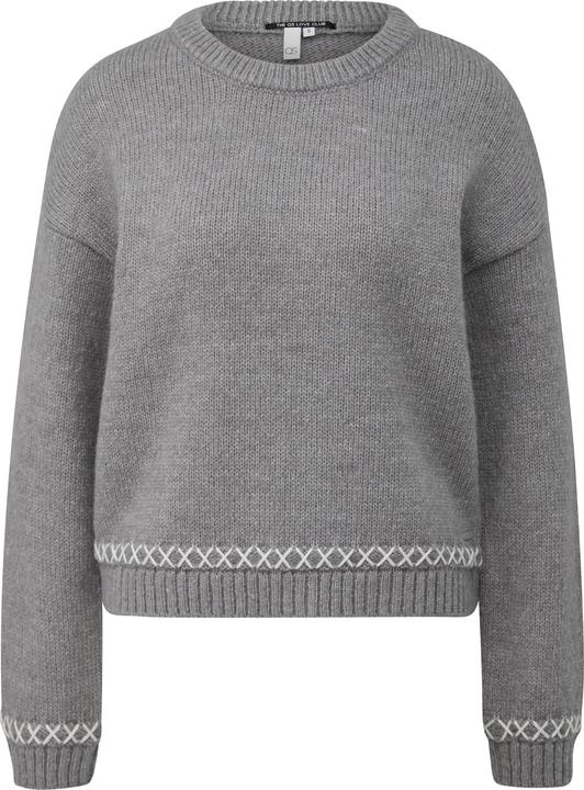 Produktbild s.Oliver Strickpullover Rundhalspullover mit Stickelementen am Saum (XL)