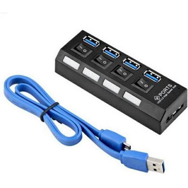 Magni USB 3.0 Hub 4 Port mit EIN-/Aus-Schaltern (USB-C, 4 Ports), Dockingstation + USB Hub, Schwarz