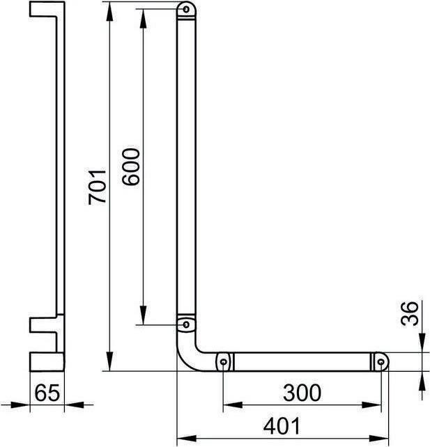 Produktbild Keuco Winkelgriff ELEGANCE 90° re Ausf 401/701mm vc