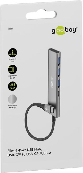 Actual product image Goobay Slim 4-Port USB-Hub, USB-C auf USB-C/USB-A, 5 Gbit/s (USB-C, 4 ports)