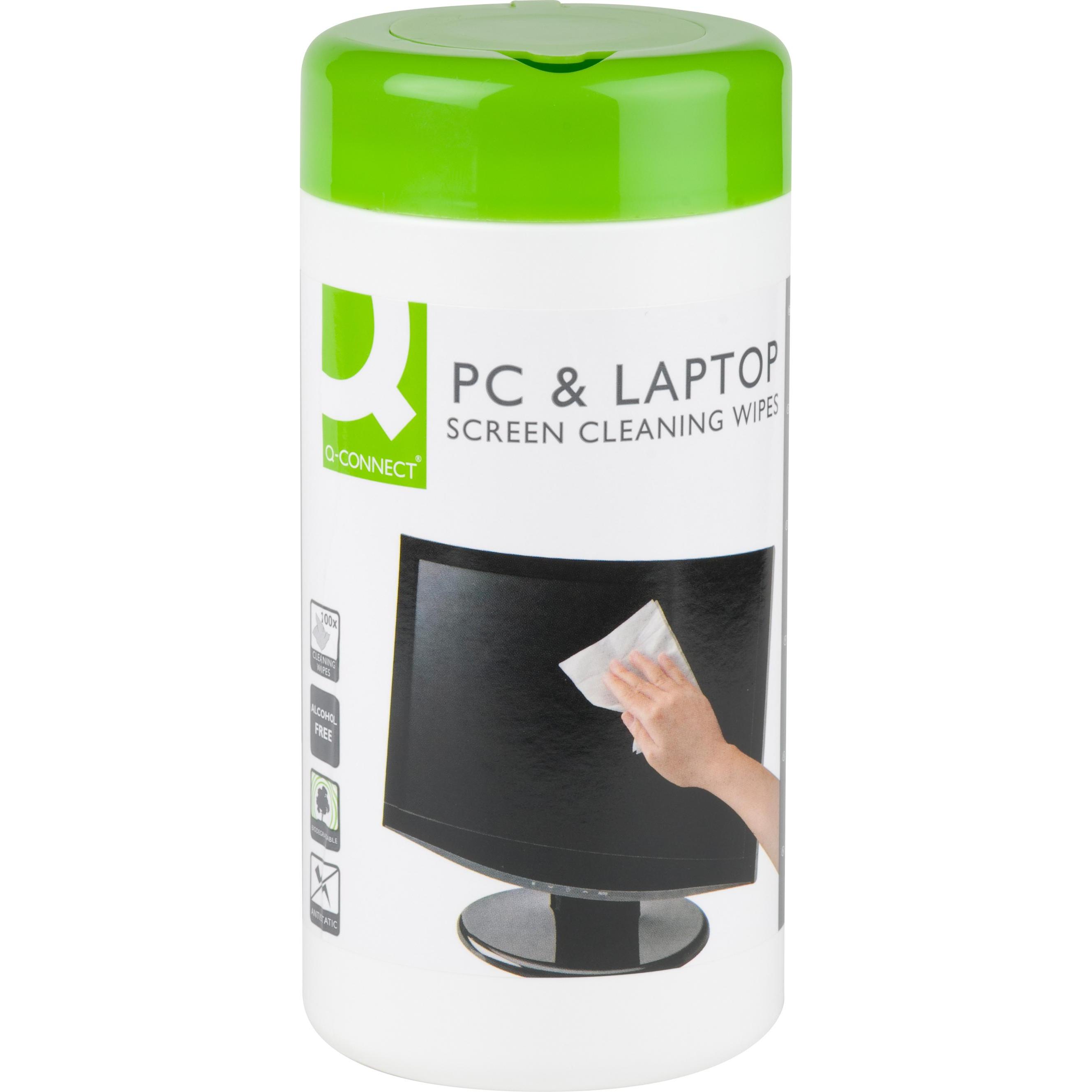 Q-Connect Bianco Pulizia Pc + Periferiche, Panni Per La Pulizia (100X)