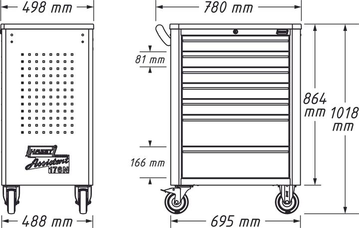 Image du produit HAZET Servante d'atelier ∙ servante d'atelier Assistent 176N-7 ∙ individuelle 176N-7 ∙ L x l x h : …