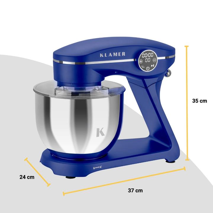 Actual product image KLAMER Küchenmaschine, Knetmaschine mit 6 Liter Edelstahl Schüssel (1800 W, 6 l)