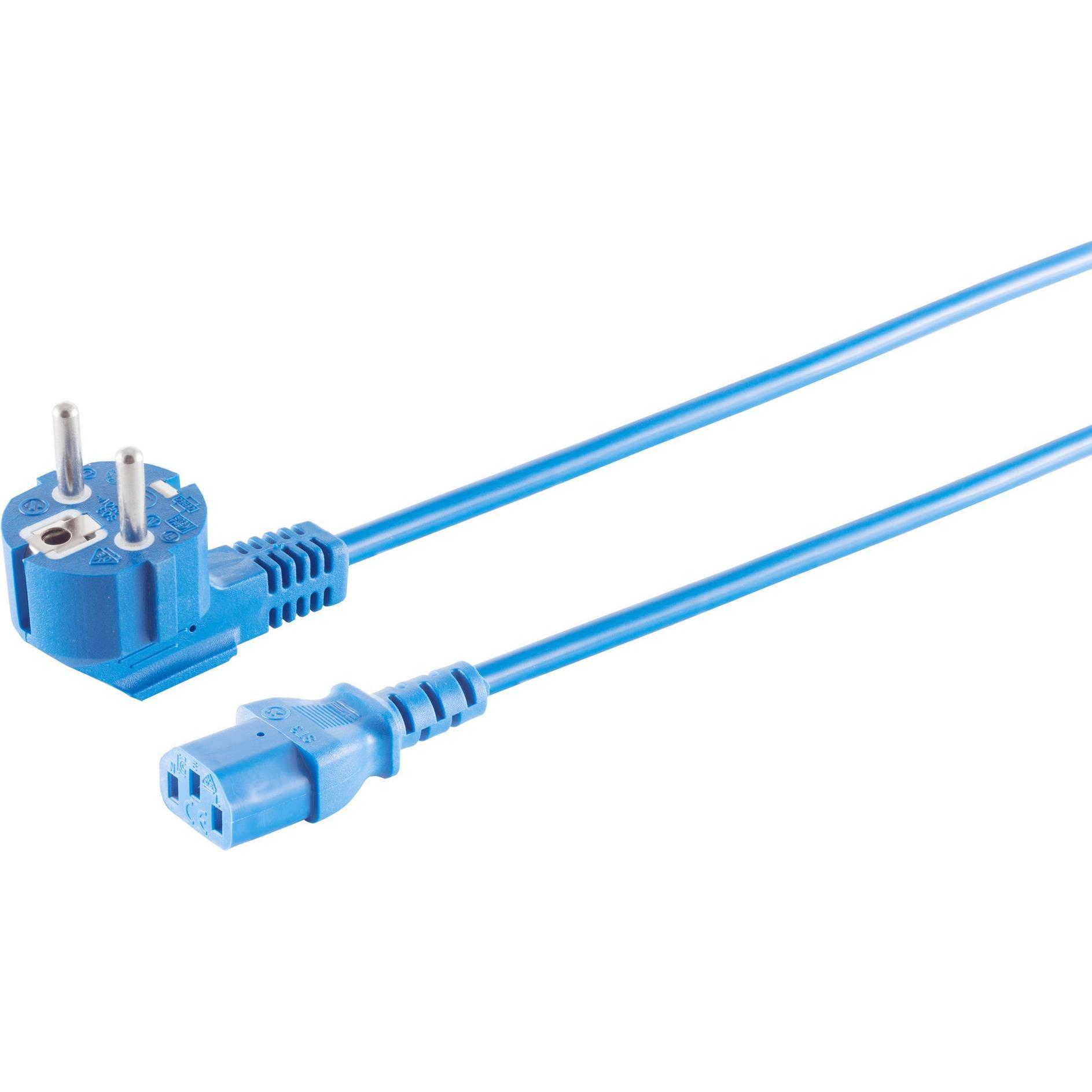 Thumbnail - S-Conn, Verlängerungskabel, Markenlos Kaltgeräte Netzkabel Schutzkontakt-Stecker abgewinkelt (3 m, CEE 7/7)