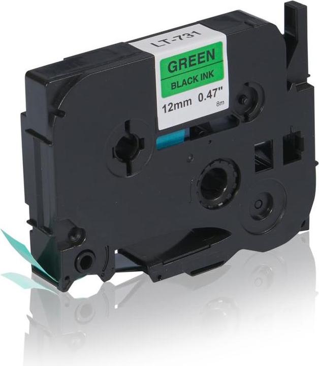 Inkadoo Ruban Compatible pour Brother TZE731 P-Touch Noir sur Vert Laminé 12mm x 8m (1.20 cm, Vert, Noir)