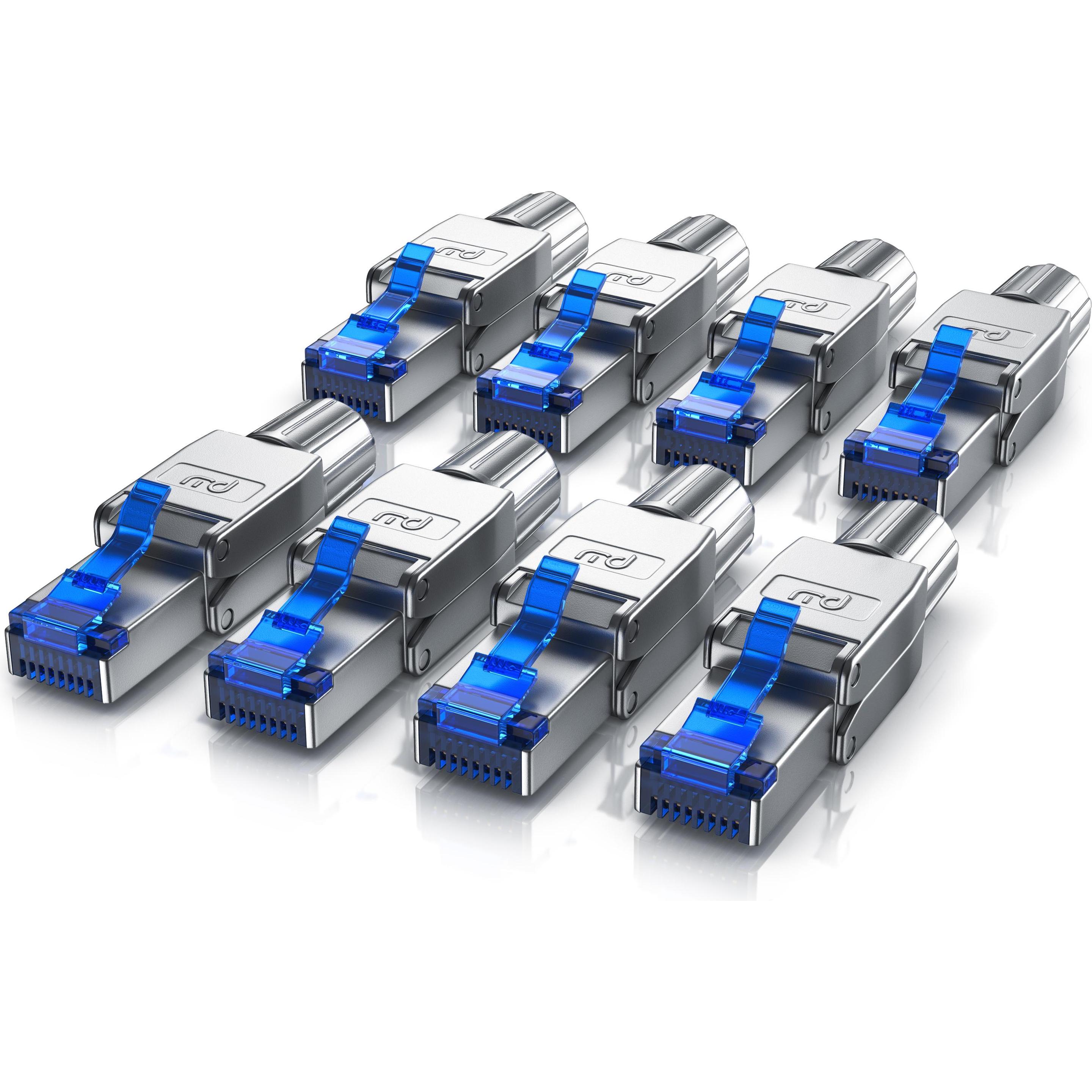Primewire 8x Netzwerkstecker feldkonfektionierbar RJ45 CAT 8, Steckverbinder CAT8 für LAN Kabel Netzwerkkabel (0.05 m), ...