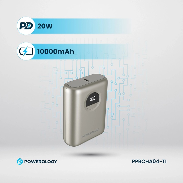 Actual product image Powerology Ultra-Compact Power Bank 10000mAh PD 20W (10000 mAh, 20 W)
