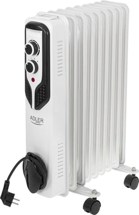 Actual product image Adler AD 7816 Oil-Filled Radiator, 9 Ribs, 3 Heating Powers: 800W-1200W-2000W, White (2000 W)