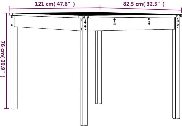 Produktbild vidaXL Gartentisch (121 x 82.50 x 76 cm)