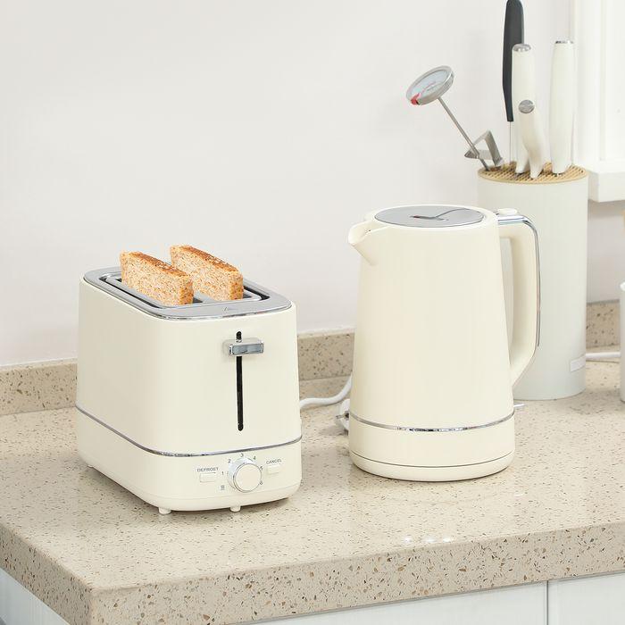 Produktbild Swisshandel24 Set aus 1,7 L Wasserkocher und Toaster mit 6 Bräunungsstufen, Beige (1.70 l)