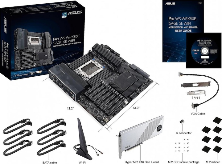 Actual product image ASUS Pro Ws Wrx80e-Sage Se Wifi (sWRX8, AMD WRX80, E-ATX)