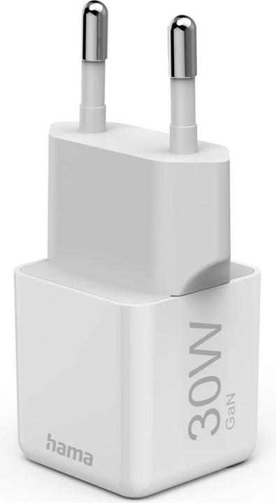 Image du produit Hama Chargeur rapide, USB-C, PD/QC/GaN, super-mini-chargeur, 30 W, blanc (30 W, 1 portion)