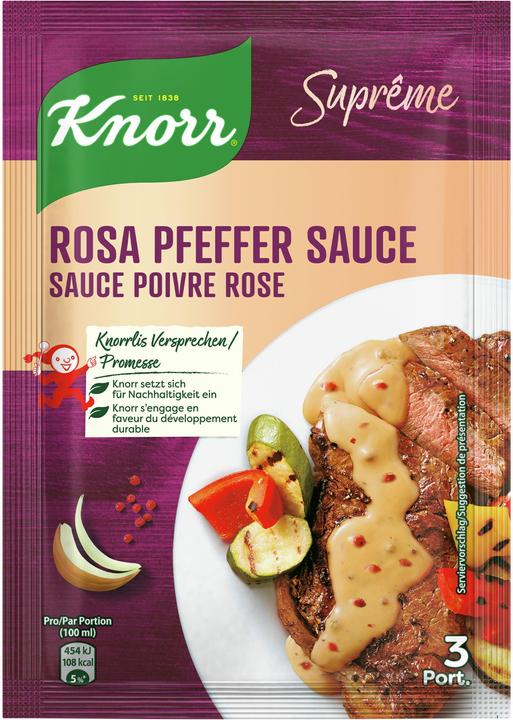 Immagine prodotto Knorr Salsa al pepe rosa Suprême in bustina, salsa cremosa finemente sintonizzata con le erbe (39 g)