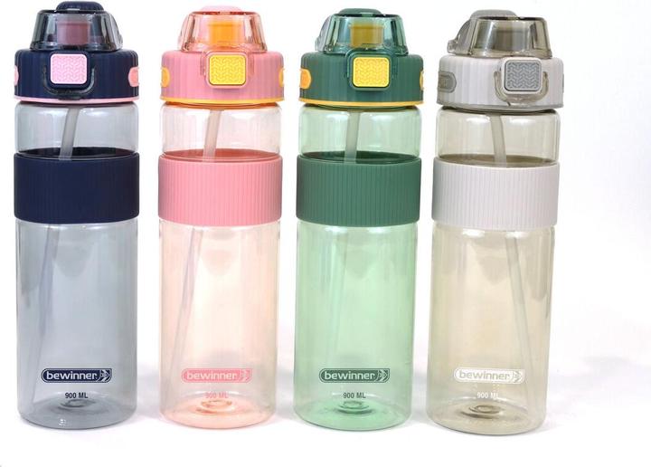 Immagine prodotto Bewinner Bottiglia con coperchio e cannuccia Colorful Transparent 900 ml (0.90 l)