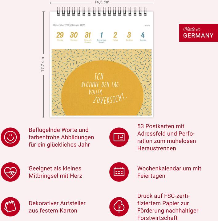 Actual product image Ich bin einzigartig und wertvoll Premium-Postkartenkalender2026 - 53 Affirmationskarten für das