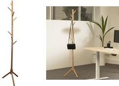 Actual product image Unilux Coat rack MIKADO, 8 hooks, beech wood space-saving design, rounded coat hooks, st...