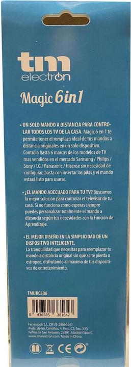 Image du produit TM Electron Télécommande universelle 6 in 1 (Télécommande universelle, Infrarouge)