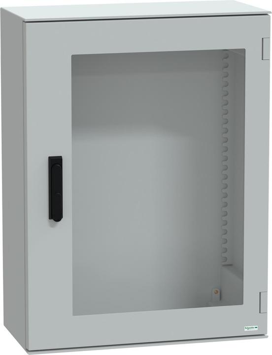 Produktbild Schneider Electric Polyestergehäuse PLM Wandmontage, ohne MP H847x636xT300mm IP66, transp. Tür 3-P.-Verriegelung NSYPLM