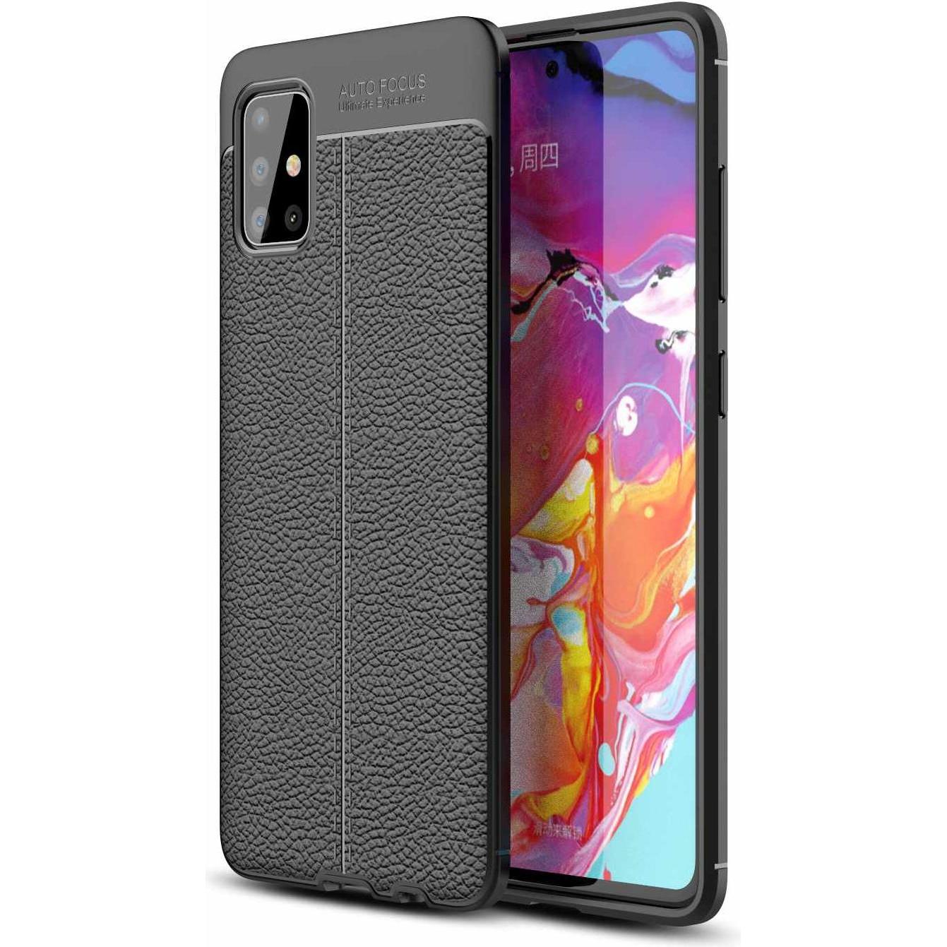 Cadorabo TPU Cover Kunstleder Struktur (Samsung Galaxy M40s), Smartphone Hülle, Schwarz