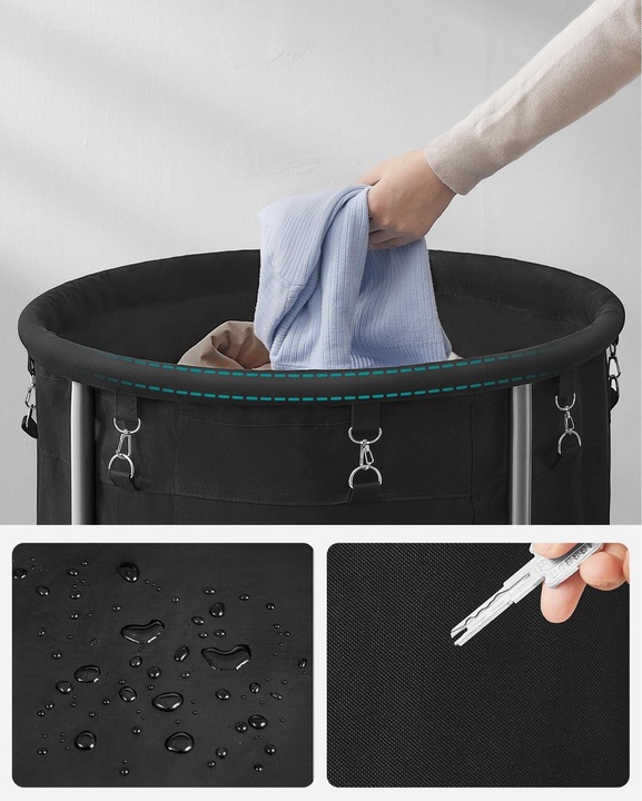Actual product image Songmics Laundry basket on castors 48 l, black/silver, detail colour (170 l)