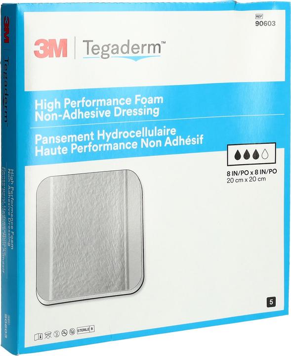 Actual product image 3M Tegaderm High Performance Foam Schaumkompresse 20x20cm non adhäsiv 5 Stk