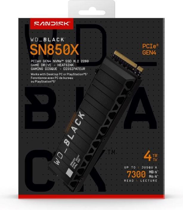 Actual product image WD Black SN850X mit Heatsink powered by SANDISK (4000 GB, M.2 2280)