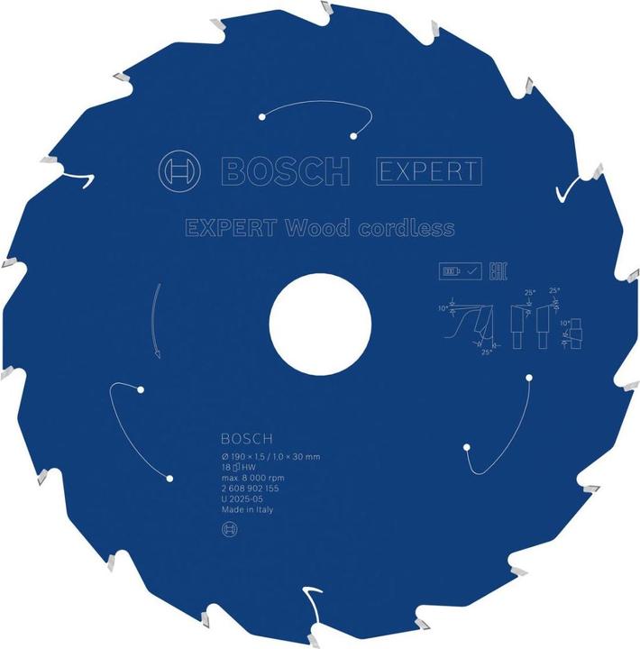 Produktbild Bosch Professional Zubehör EXPERT Wood Kreissägeblatt, 190x30 mm, T18