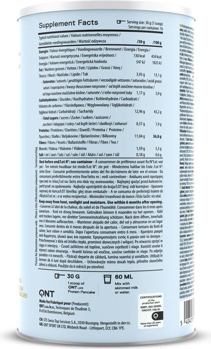 Valeurs nutritives et ingrédients QNT Protein Pancake (1 x, 500 g)