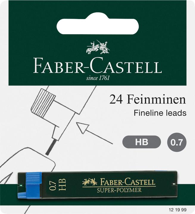 Produktbild Faber-Castell Schreibmine Feinmine Super Polymer 0.7 mm, HB, Schwarz (Ersatzmine, Schwarz, 0.70 mm)