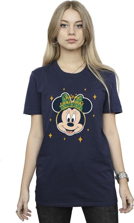 Actual product image Disney Womens/Ladies Minnie Mouse Happy Christmas Cotton Boyfriend T-Shirt (3XL)