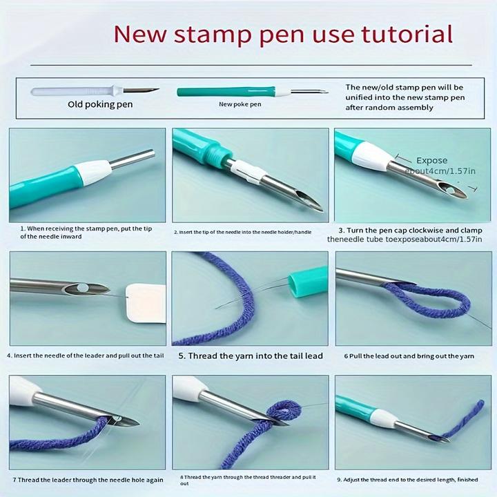 Produktbild Activity Board DIY Punch Needle Embroidery Kit, Seaside Theme Handcraft Set, Multicolor Patterns, mit Pre-Printed