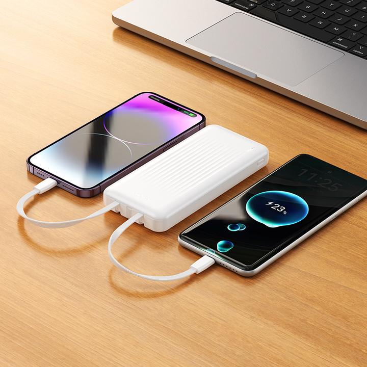 Produktbild Borofone Powerbank 10000mAh BJ79 Clever - USB - mit Typ-C und Lightning-Kabeln schwarz (10000 mAh, 10 W, 37 Wh)