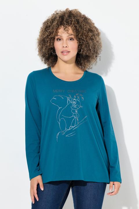 Actual product image Ulla Popken Shirt, Weihnachtsmotiv, Classic, Rundhals, Langarm (60)