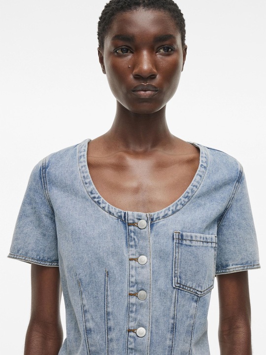Produktbild Rouge Edit Denim Oberteil mit kurzen Ärmeln (42)
