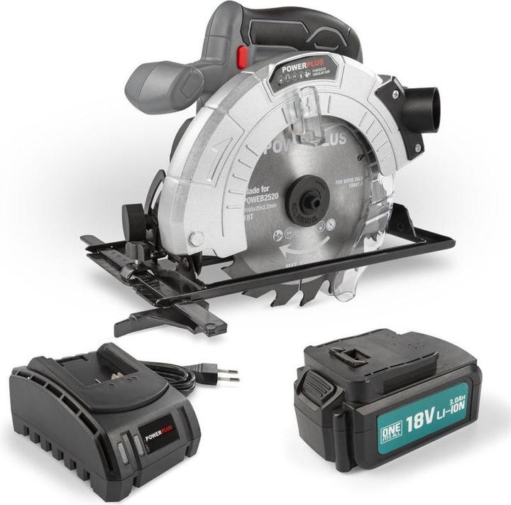 Actual product image Powerplus Powebcss3 Circular saw - 18V - Incl Battery 18v 3.0AH + charger (Powebcss3)