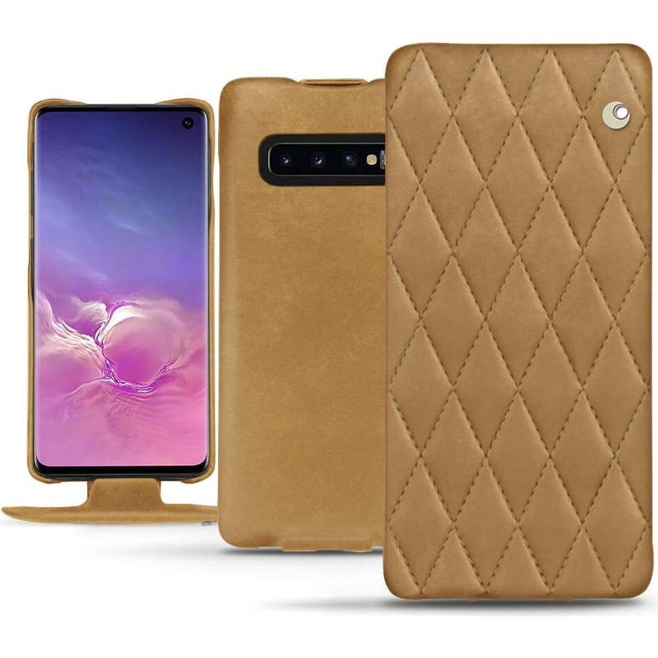 Noreve Lederschutzhülle vertikal (Samsung Galaxy S10), Smartphone Hülle, Braun