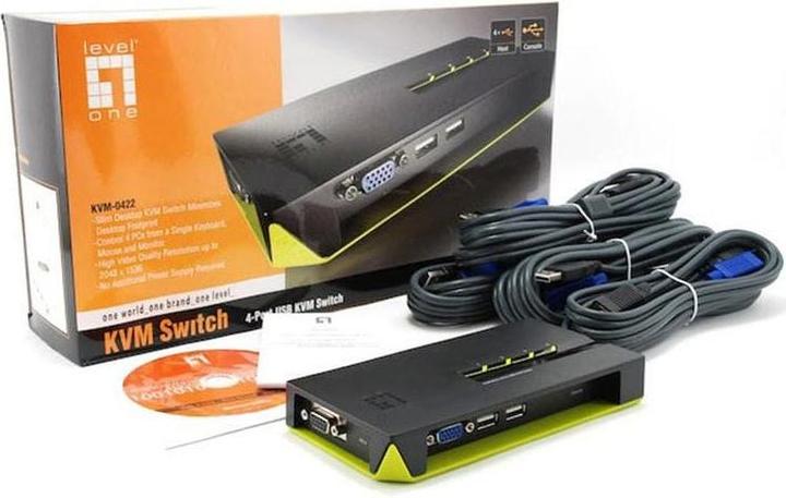 Actual product image LevelOne KVM-0422: 4Port Cable KVM Switch