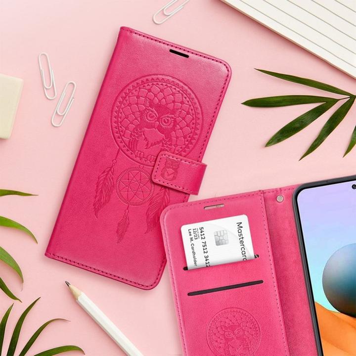 Actual product image OEM Back panel cover MEZZO Book case for SAMSUNG A14 4G / A14 5G dreamcatcher magenta (Samsung Galaxy A14 5G, Samsung Galaxy A14)