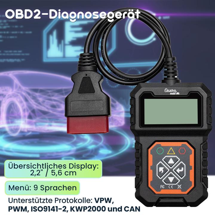 Actual product image Casativo OBD2 diagnostic device, read and delete error codes