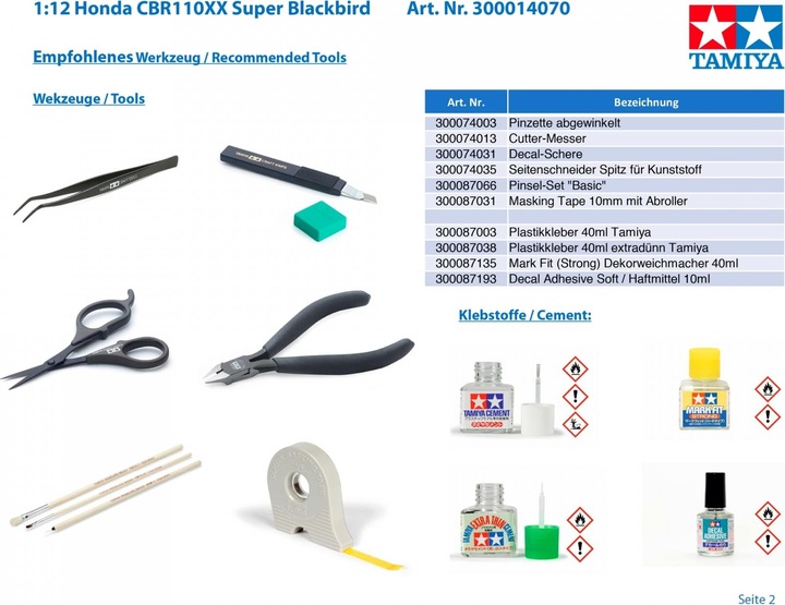 Actual product image Tamiya 1:12 Honda CBR110XX Super Blackbird