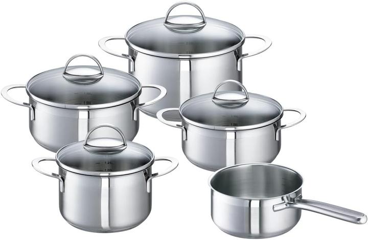 Actual product image Schulte-Ufer SchulteUfer Set1031 Maxi Set Wave 5Piece Cookware Set Also for Induction Stainless Steel (Pot, Stainless steel)
