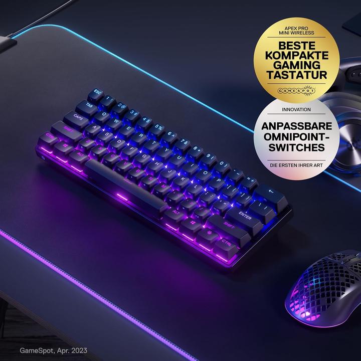 Image du produit SteelSeries Apex Pro Mini (US, Filaire, Sans fil)