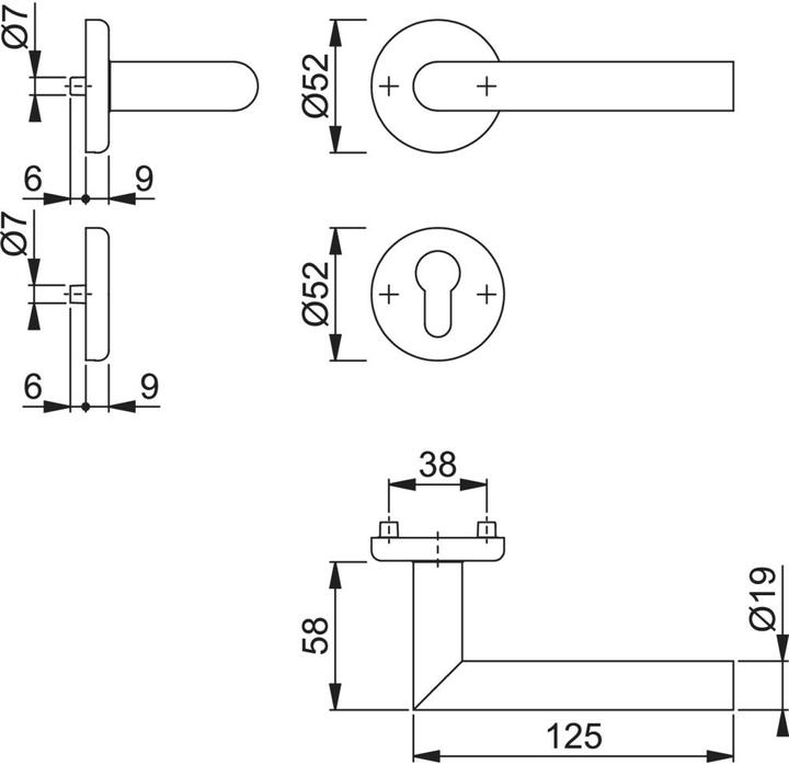 Image du produit Hoppe Garniture à rosette Utrecht E1444Z/17KV/17KVS Acier inoxydable F69 rond PZ DIN gauche / droite D/D